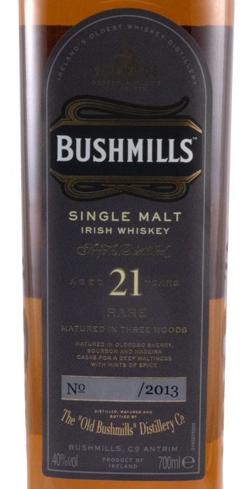 Bushmills Single Malt 21 anos (engarrafado em 2013)