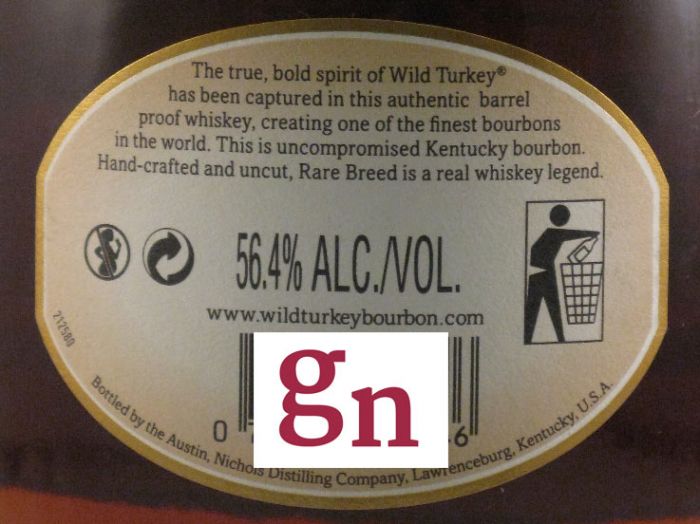 Wild Turkey Rare Breed Barrel Proof Straight Bourbon (garrafa antiga)