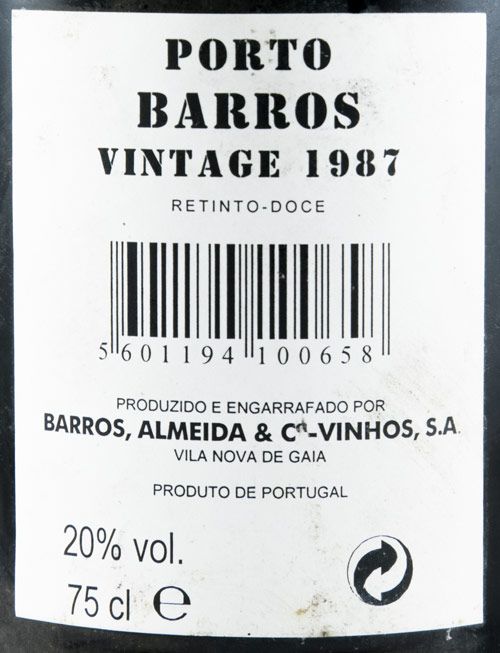 1987 Barros Vintage Port