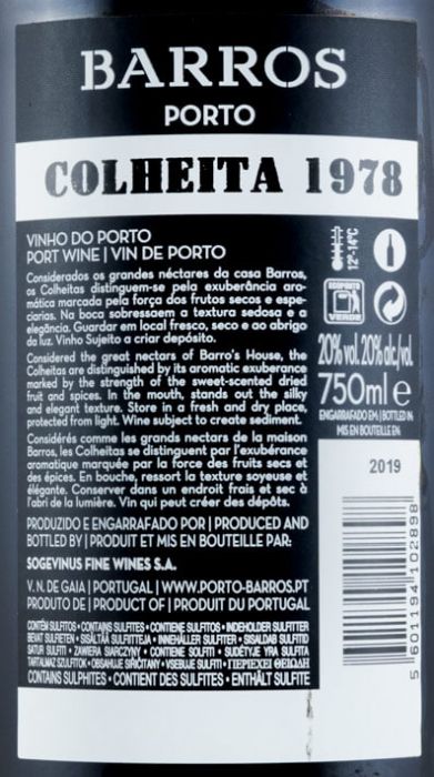 1978 Barros Colheita Porto