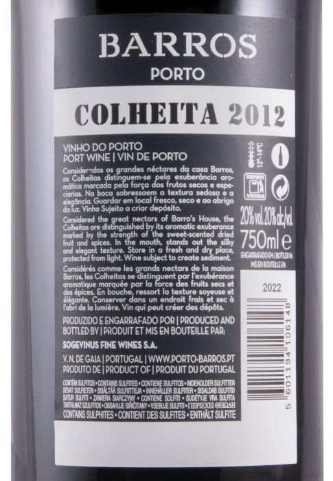 2012 Barros Colheita Port