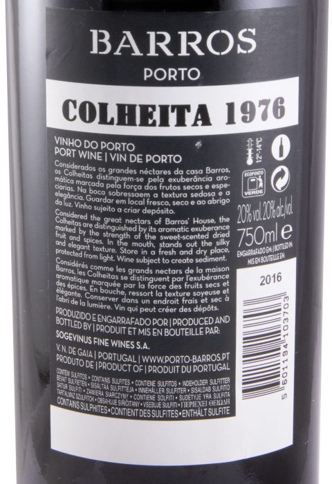 1976 Barros Colheita Port (bottled in 2016)