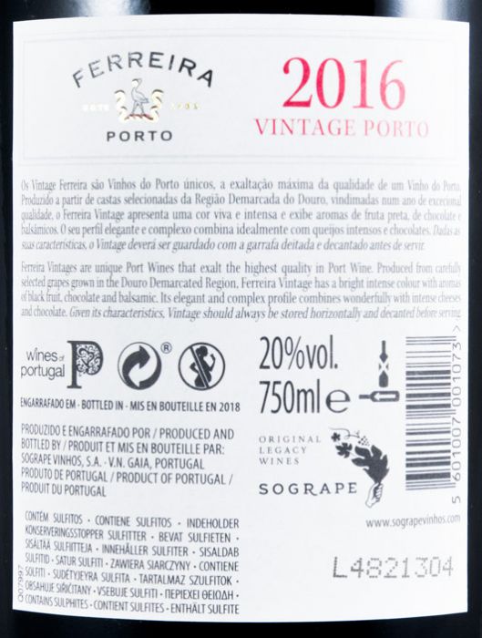 2016 Ferreira Vintage Porto