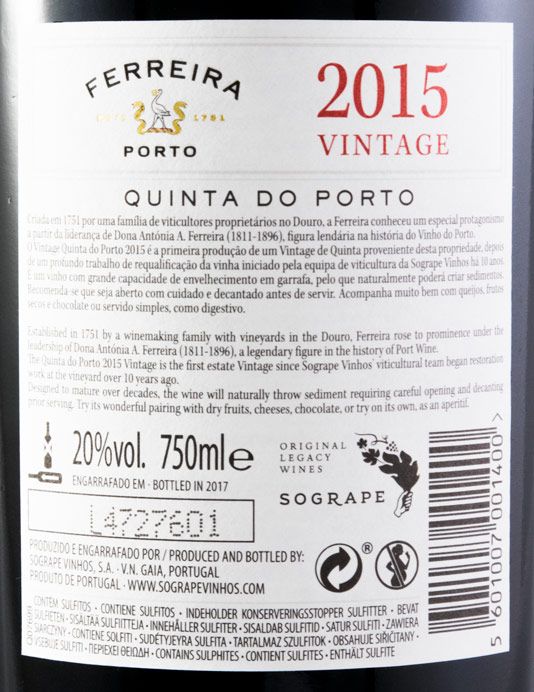 2015 Ferreira Quinta do Porto Vintage Porto