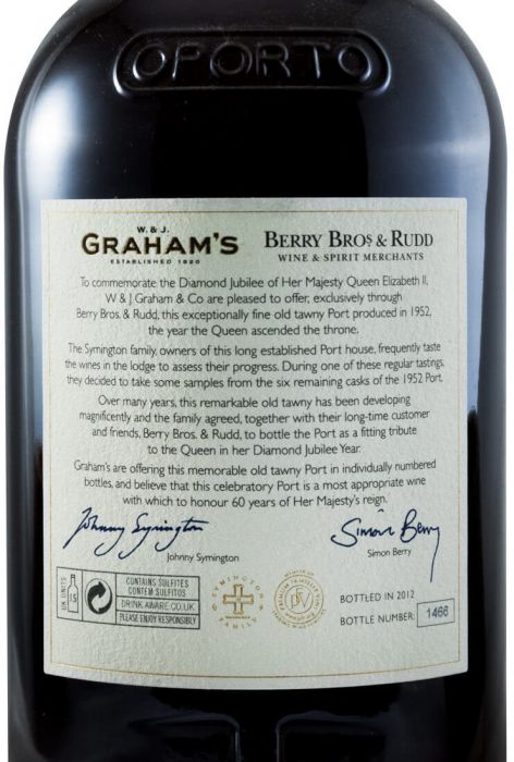 1952 Graham's Single Harvest Tawny Diamond Jubilee Porto 75cl