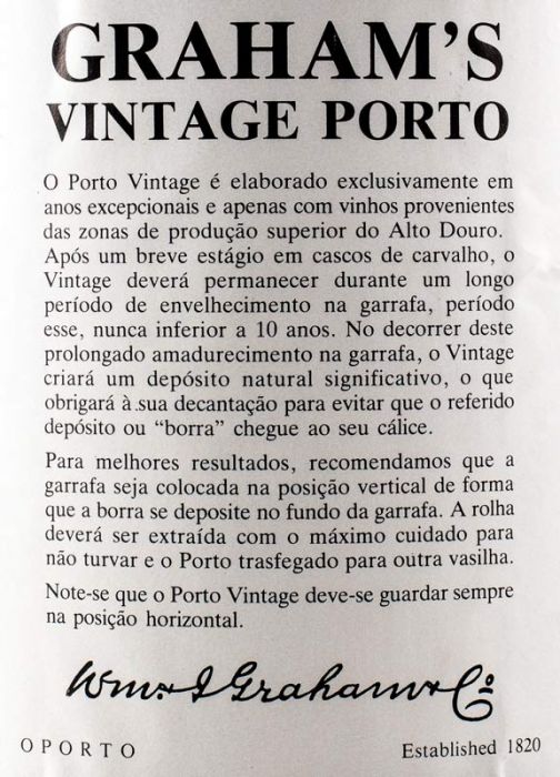 1975 Graham's Vintage Port 1.5L