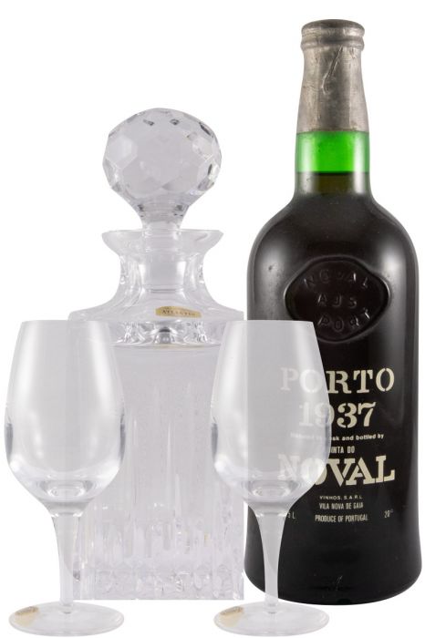 1937 Noval House Reserve w/Decanter & 2 Crystal Glasses Port