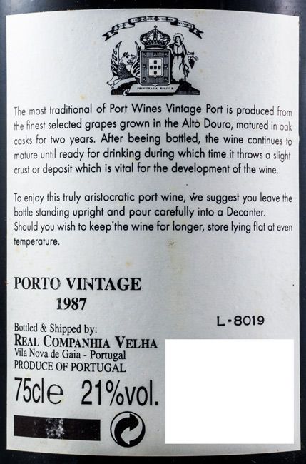 1987 Real Companhia Velha Vintage Port