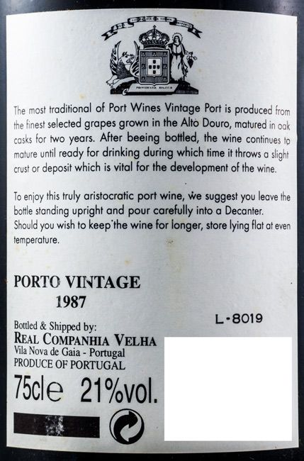 1987 Real Companhia Velha Vintage Porto