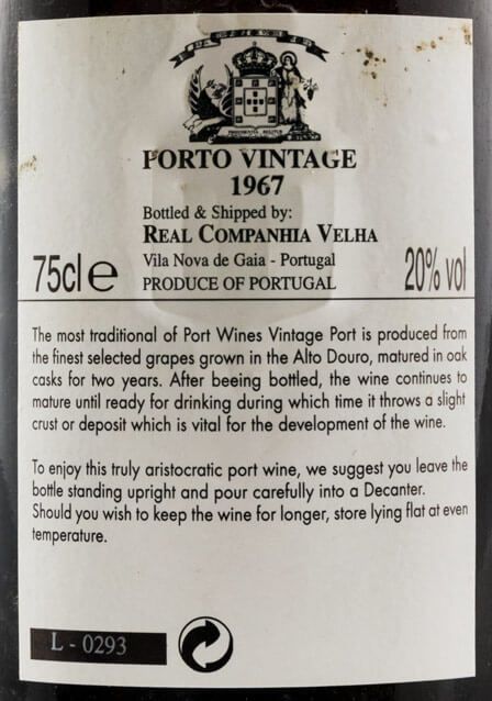 1967 Real Companhia Velha Vintage Port (low bottle)