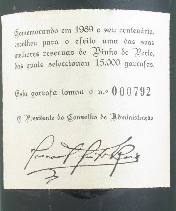 Real Companhia Velha Centenário 1889-1989 Porto