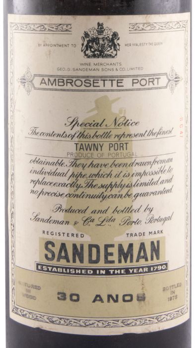 Sandeman Ambrosette 30 anos Porto (engarrafado em 1978)
