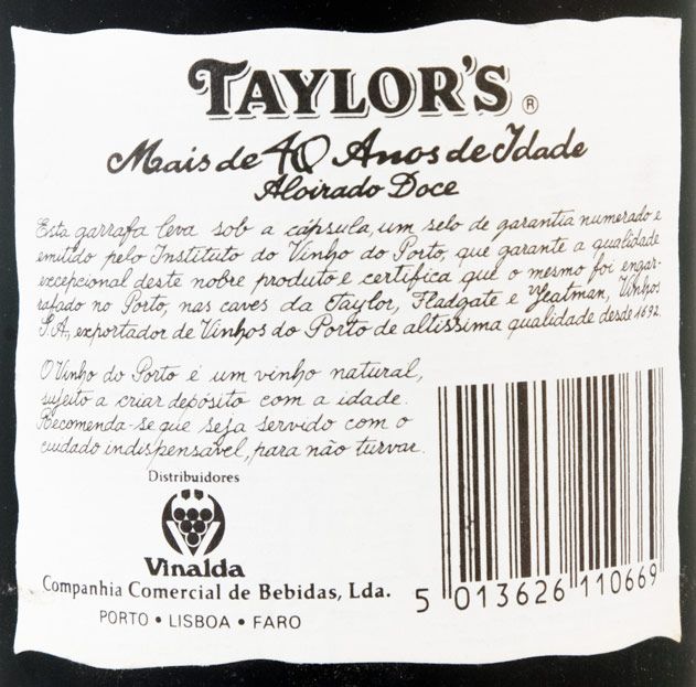 Taylor's +40 anos Porto (engarrafado em 1989)