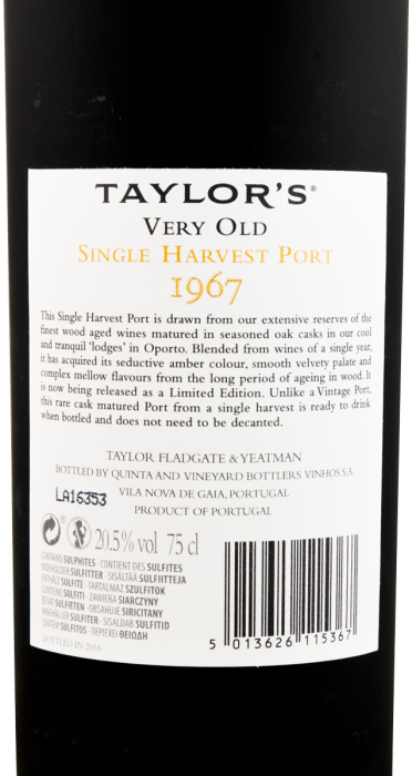 1967 Taylor's Very Old Single Harvest Limited Edition Porto