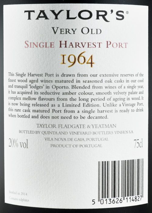 1964 Taylor's Very Old Single Harvest Edição Limitada Porto