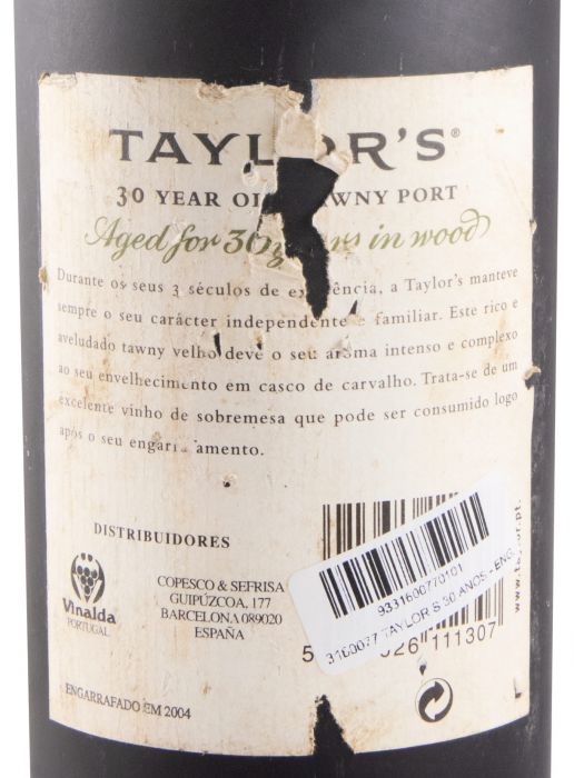 Taylor's 30 anos Porto (engarrafado em 2004)