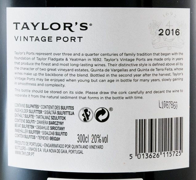2016 Taylor's Vintage Porto 3L