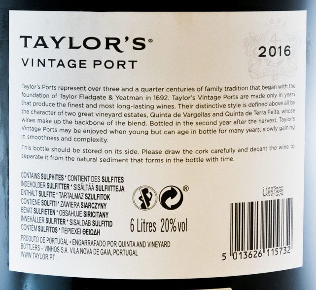 2016 Taylor's Vintage Port 6L
