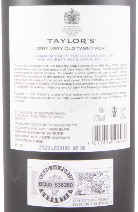 Taylor's Tawny Coronation Majesty King Charles III Very Very Old Tawny Port