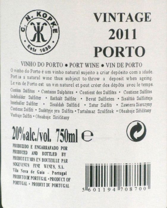 2011 Kopke Vintage Porto