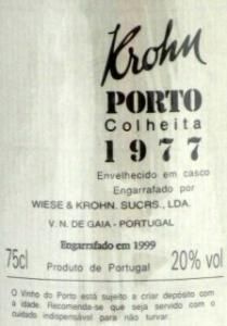 1977 Krohn Colheita Port