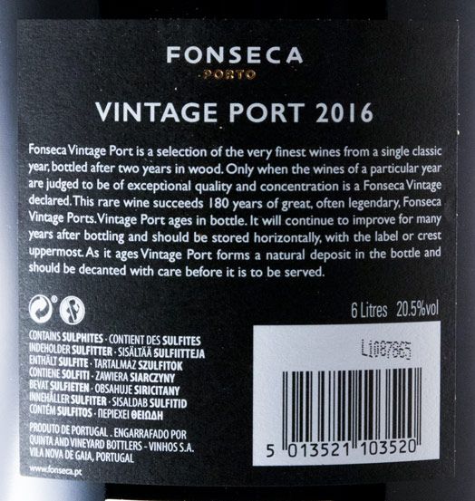 2016 Fonseca Vintage Port 6L