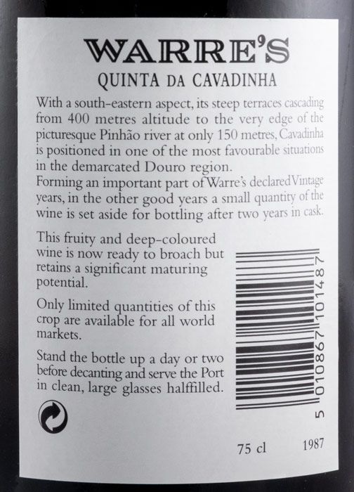 1987 Warre's Quinta Cavadinha Vintage Port