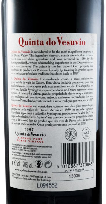 2007 Quinta do Vesuvio Vintage Port