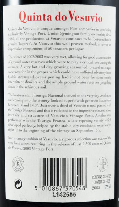 2003 Quinta do Vesuvio Vintage Porto