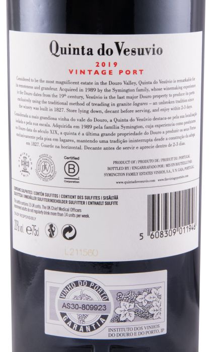 2019 Quinta do Vesuvio Vintage Port