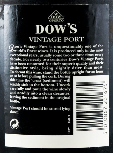 1977 Dow's Millenium Vintage Port 1.5L