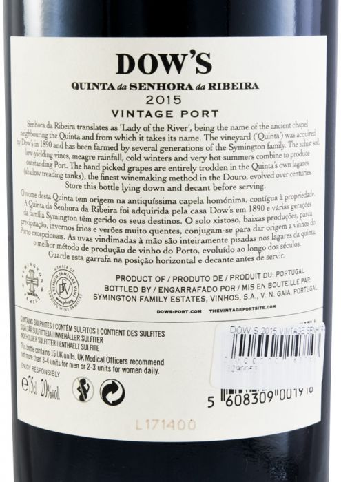 2015 Dow's Quinta Senhora da Ribeira Vintage Porto