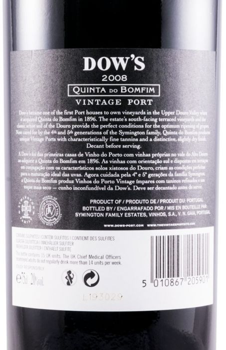 2008 Dow's Quinta do Bomfim Vintage Porto