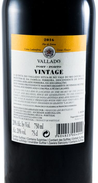 2016 Vallado Vintage Porto