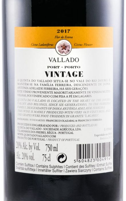 2017 Vallado Vintage Port