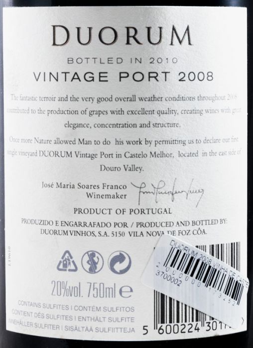 2008 Duorum Vinha de Castelo Melhor Vintage Port