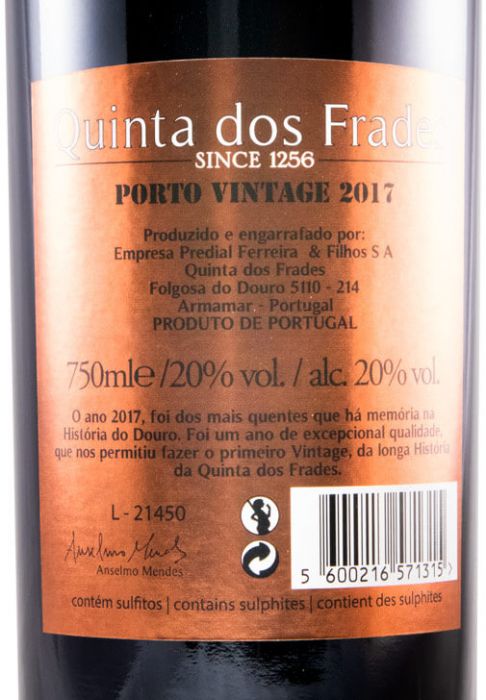 2017 Quinta dos Frades Vintage Porto