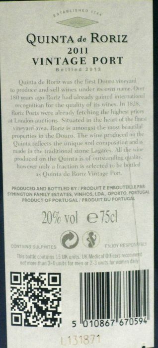2011 Quinta de Roriz Vintage Port