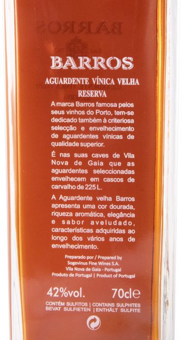 Aguardente Vínica Barros Velha Reserva