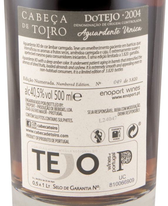 2004 Aguardente Vínica Cabeça de Toiro XO Reserva Privada 50cl
