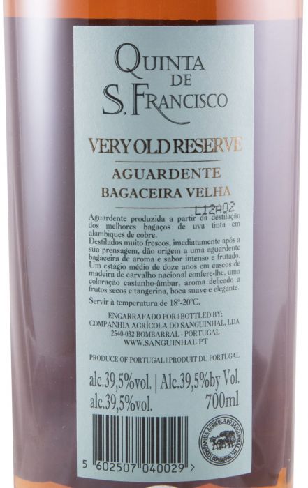 Aguardente Bagaceira Quinta de S. Francisco Velha