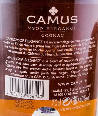 Cognac Camus Vsop Elegance w/Glasses
