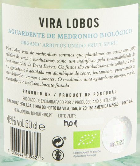 Aguardente de Medronho Vira Lobos biológico 50cl