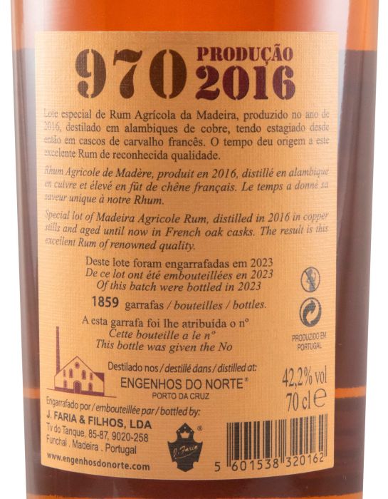 Rum Agrícola da Madeira 970 Produção 2016