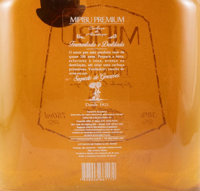 Cachaça Mipibu Premium Engenho Olho D'água 75cl
