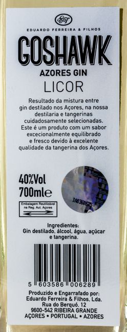 Licor de Gin Goshawk Azores Tangerina