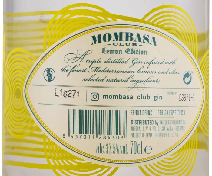 Gin Mombasa Club Lemon Edition