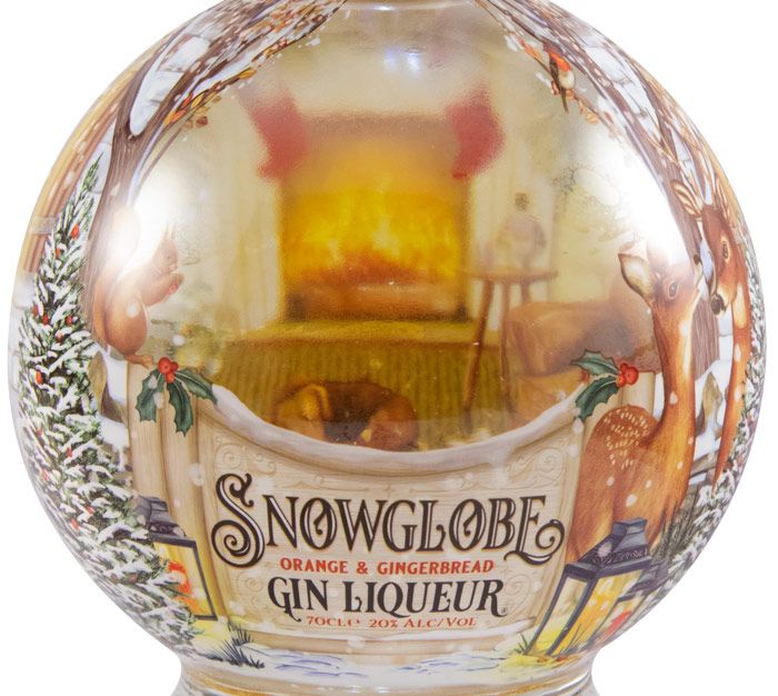 Gin Liqueur Snow Globe Orange & Gingerbread w/Light