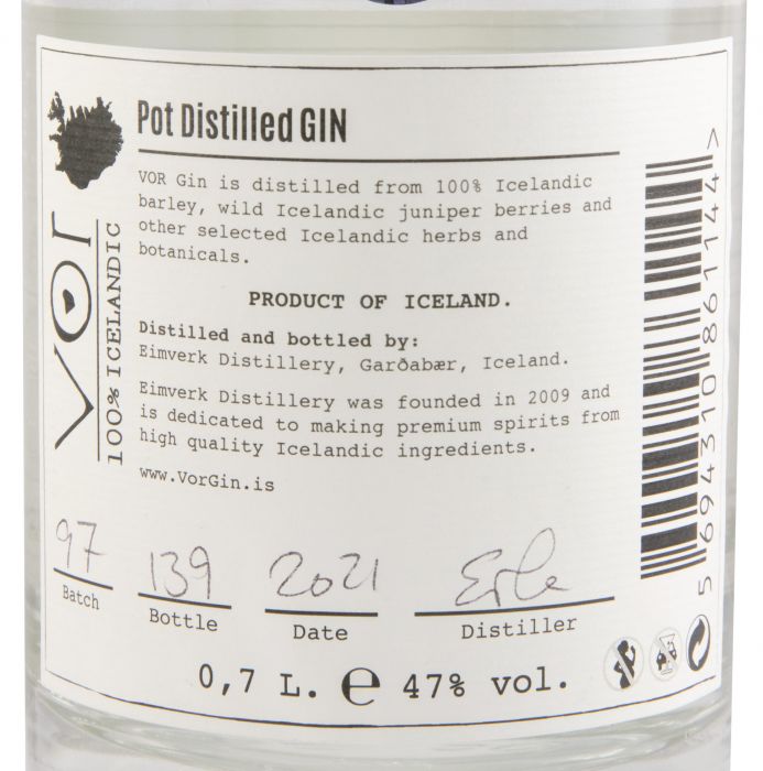 Gin Vor 100% Icelandic Pot Distilled