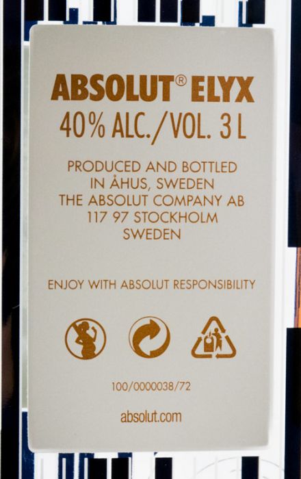 Vodka Absolut Elyx 40% 3L